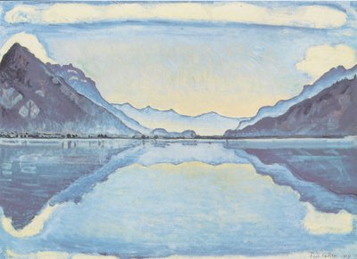 Lake Thun with Symmetrical Reflection by Ferdinand Hodler